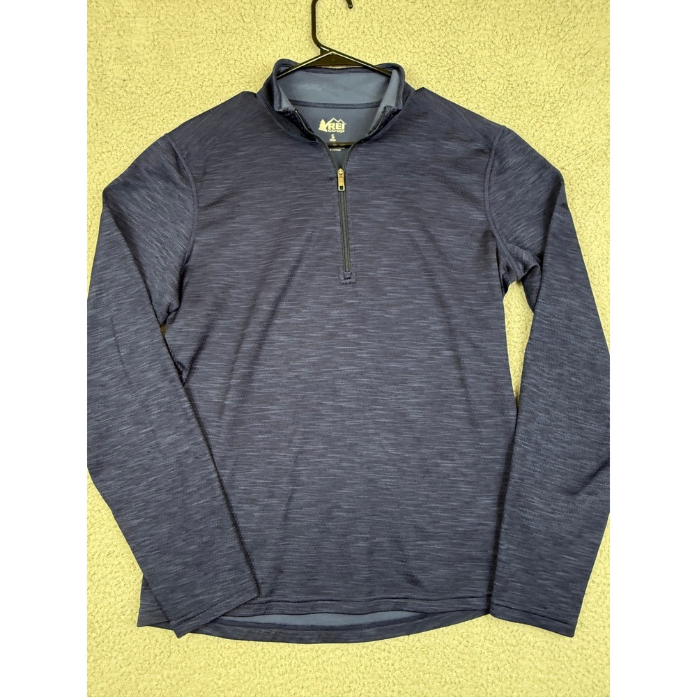 REI Co-op Mens Quarter Zip Pullover Athletic Top Blue Small‎ Activewear